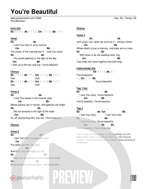 Phil Wickham – Youre Beautiful chords ver. 6 .